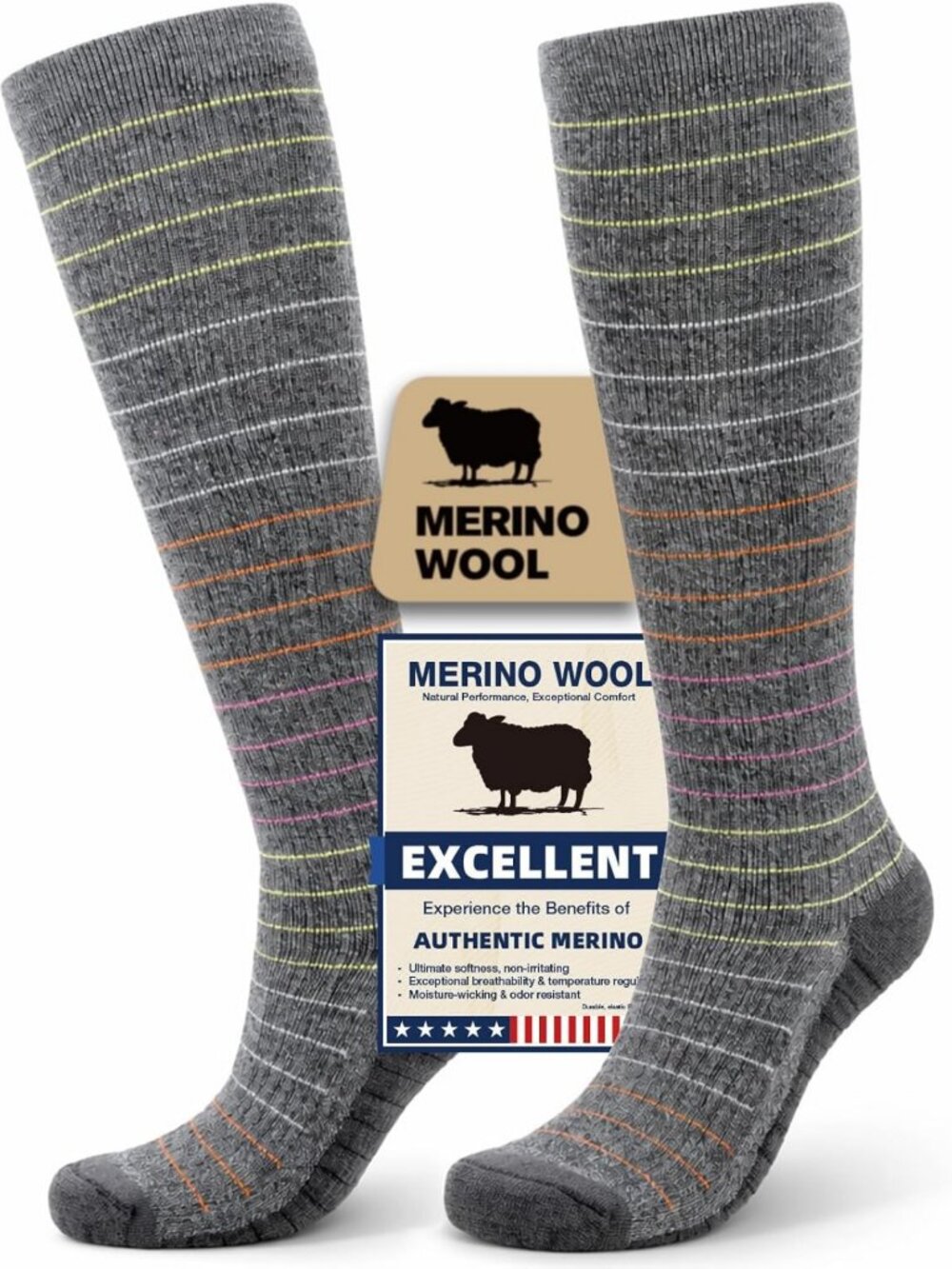 Compression Knee High Socks for Travel - Merino Wool, 20-30 mmHg, Unisex